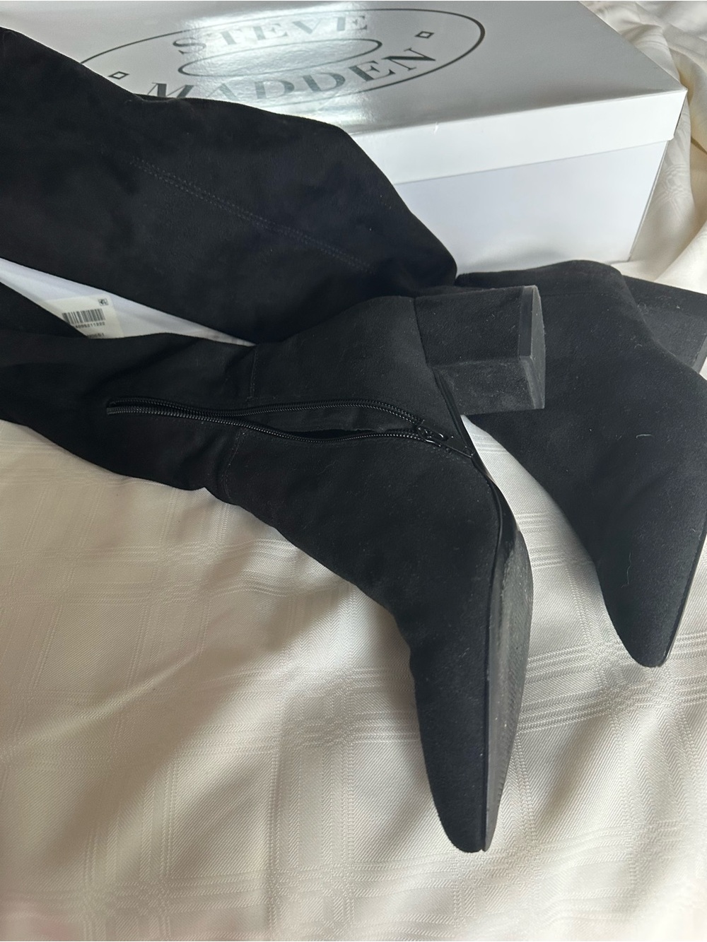 Steve Madden Black Over-the-Knee Pointed Toe Block Heel Boots